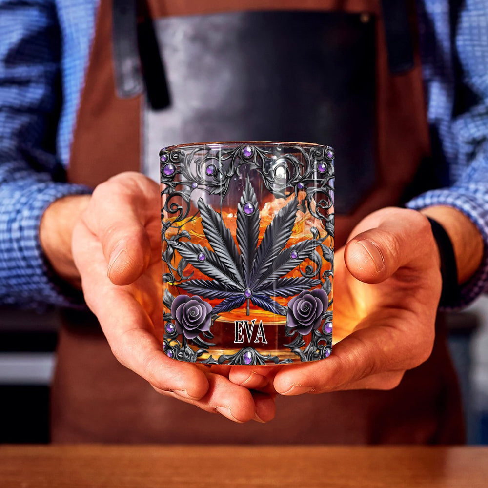Magnifiques verres à whisky personnalisés au cannabis