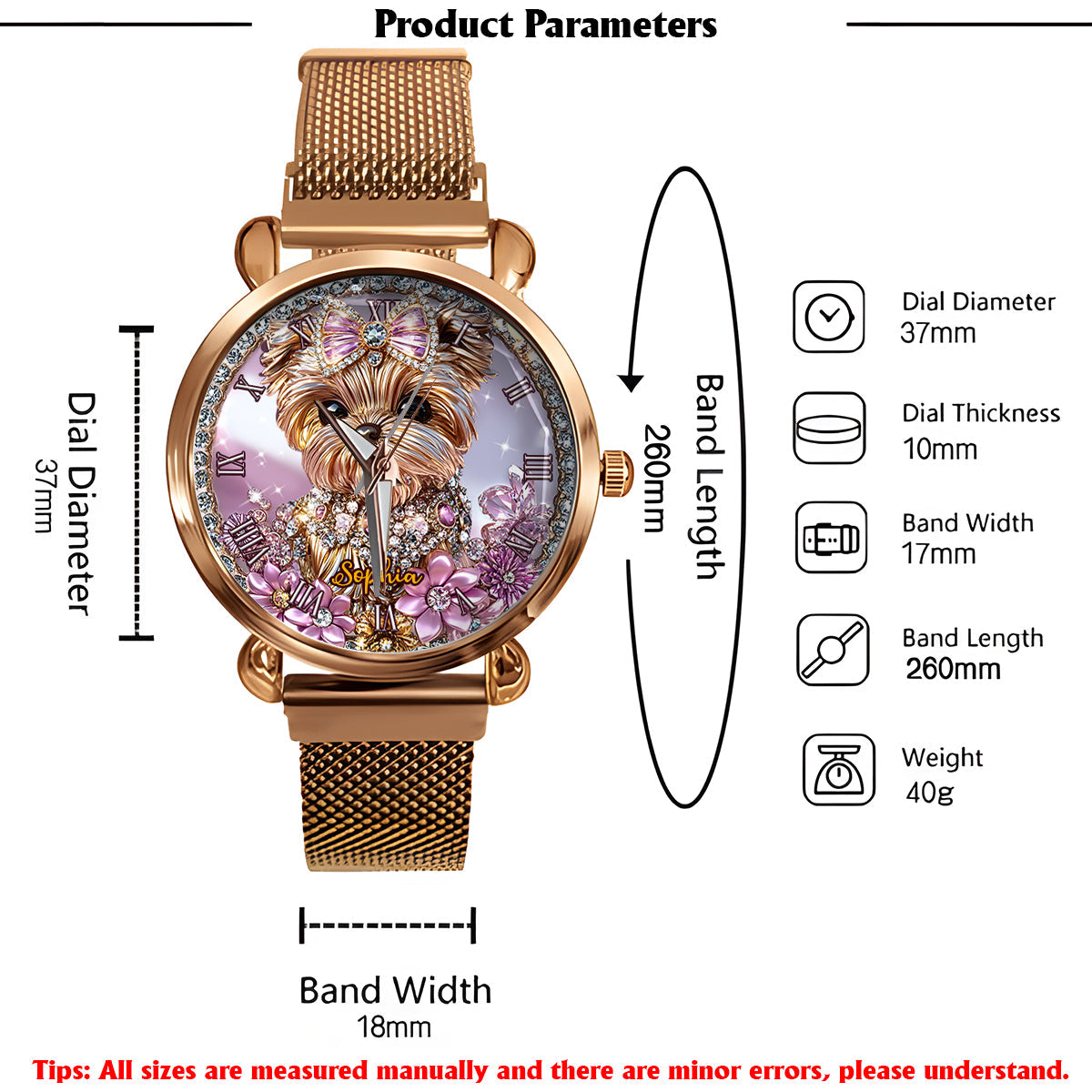 Amoureux du Yorkshire Terrier - Montre-bracelet personnalisée pour femme avec un chien 