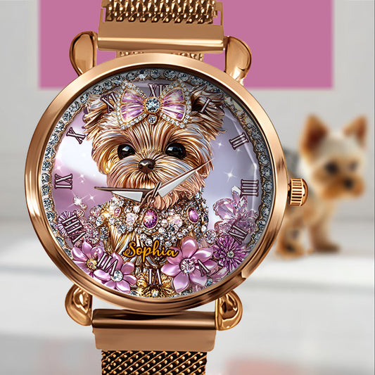 Amoureux du Yorkshire Terrier - Montre-bracelet personnalisée pour femme avec un chien 