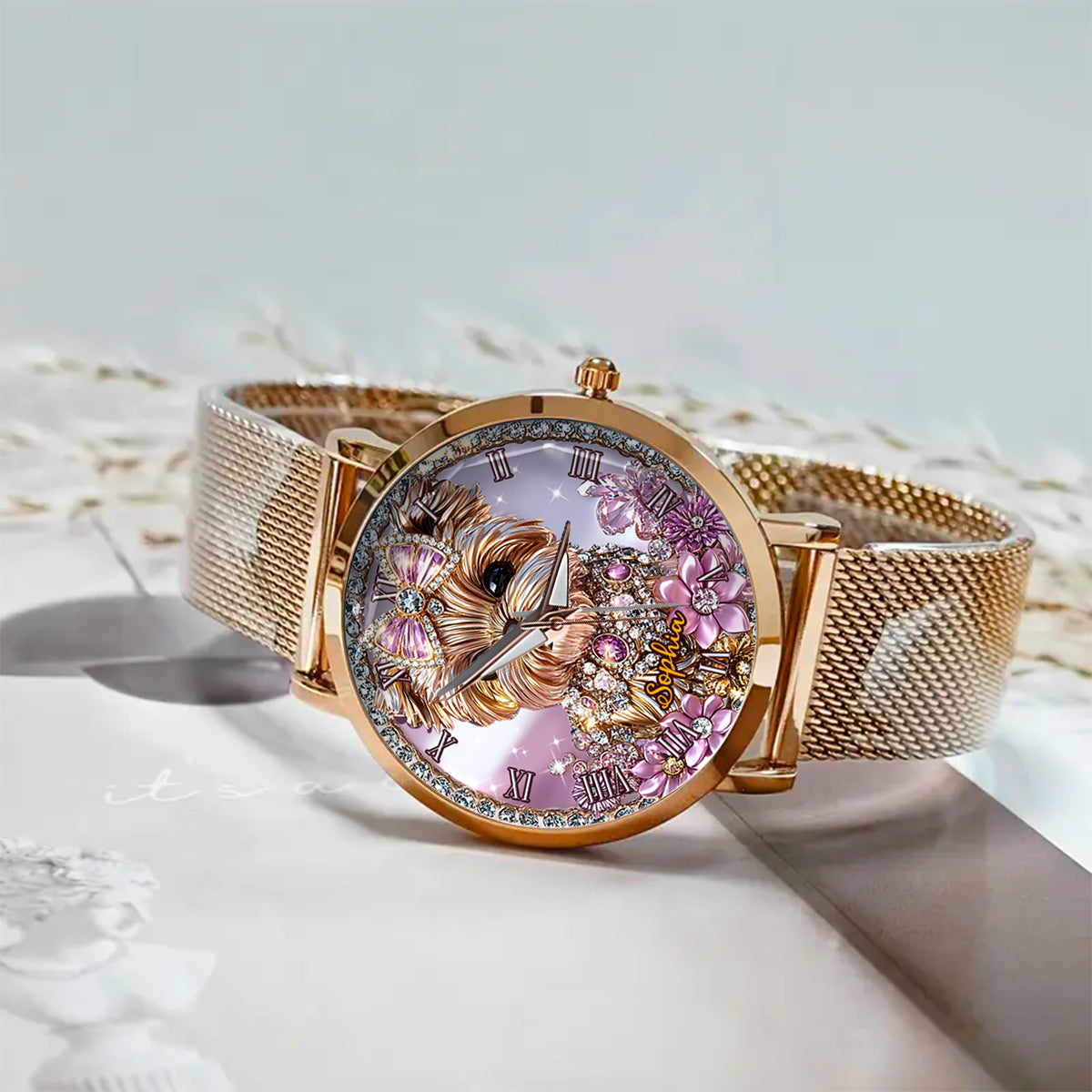 Amoureux du Yorkshire Terrier - Montre-bracelet personnalisée pour femme avec un chien 