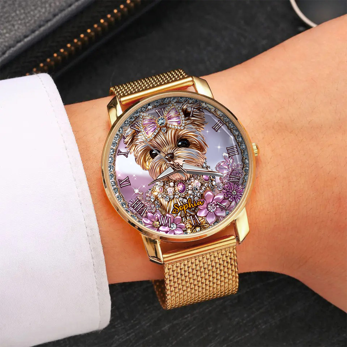 Amoureux du Yorkshire Terrier - Montre-bracelet personnalisée pour femme avec un chien 