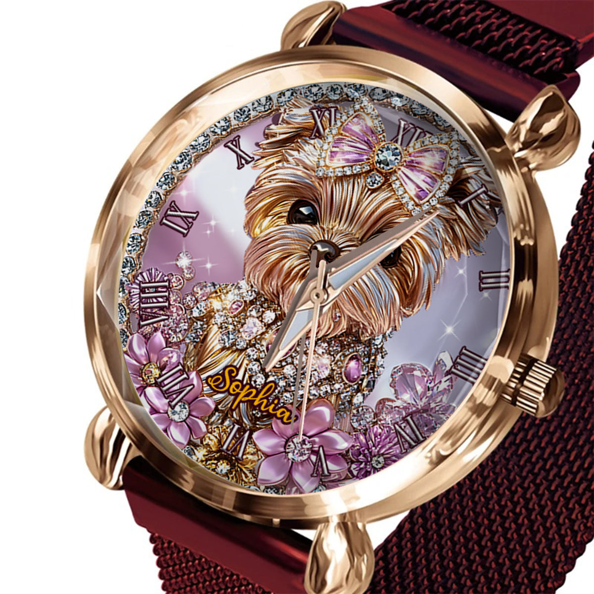 Amoureux du Yorkshire Terrier - Montre-bracelet personnalisée pour femme avec un chien 