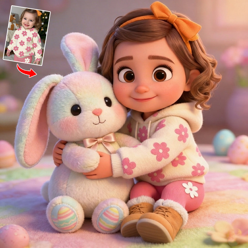 Custom Any Photo Best Easter Gift - Personalized Kid Premium Faux Fur Pillow