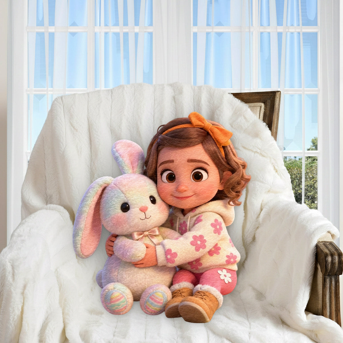 Custom Any Photo Best Easter Gift - Personalized Kid Premium Faux Fur Pillow