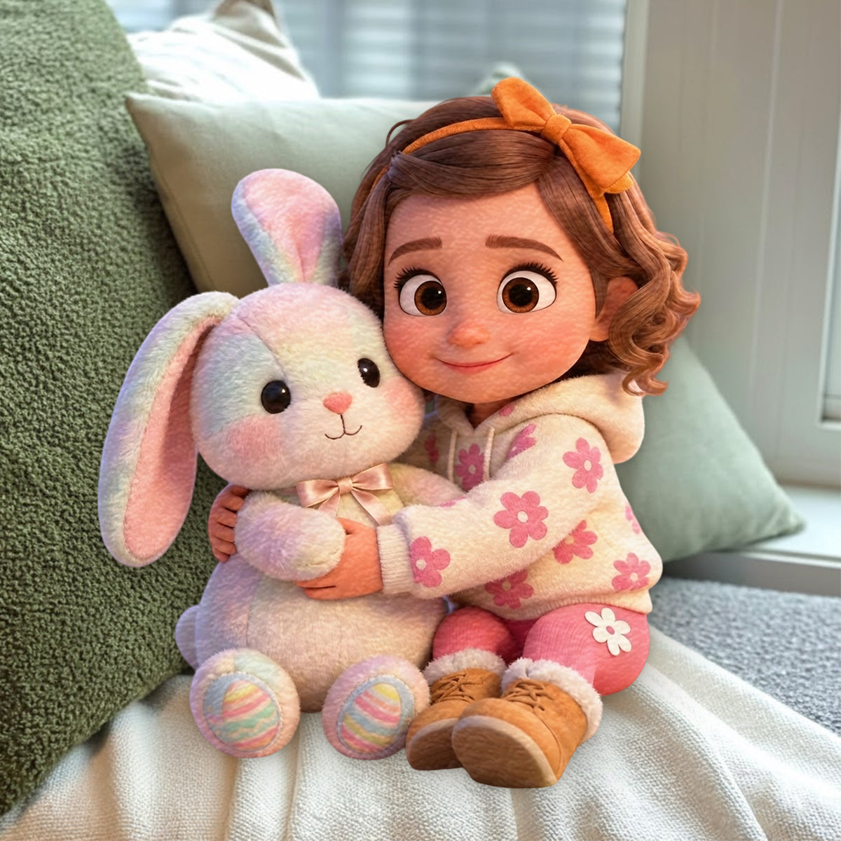 Custom Any Photo Best Easter Gift - Personalized Kid Premium Faux Fur Pillow