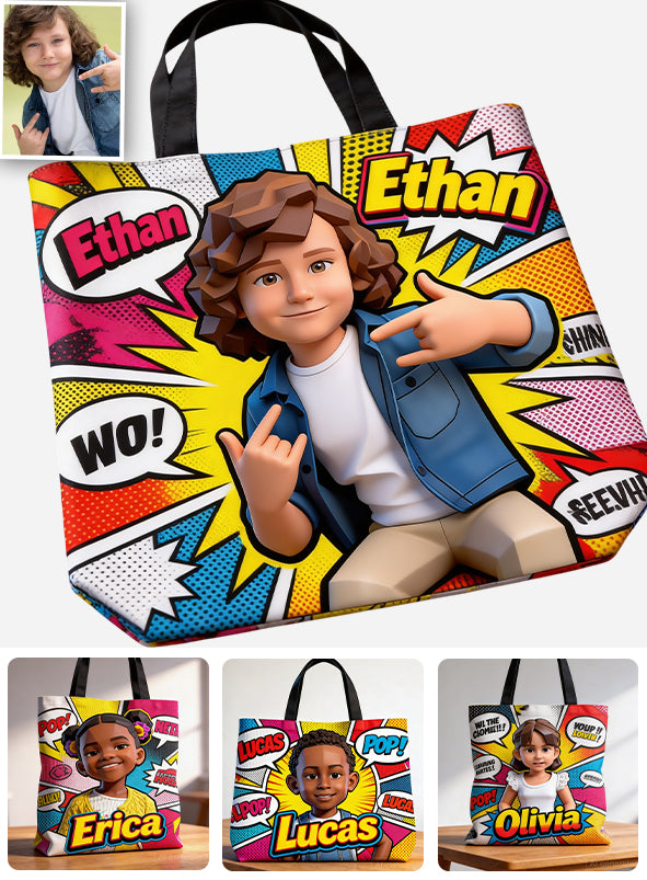 Sac fourre-tout personnalisé Popart - Sac pour enfant personnalisé