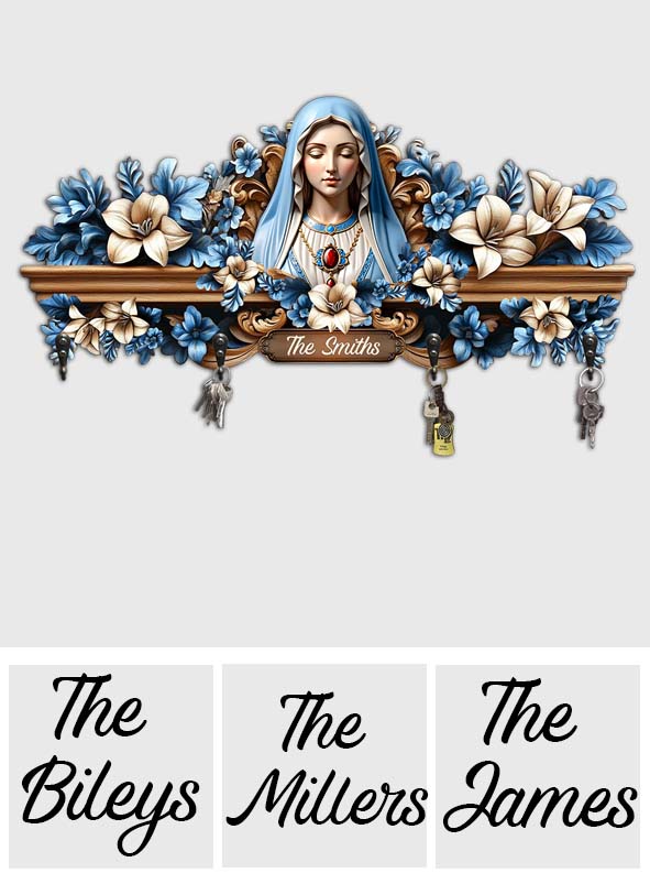 You're Forever Protected By Mary - Personalized Christian Custom Shaped Key Rack