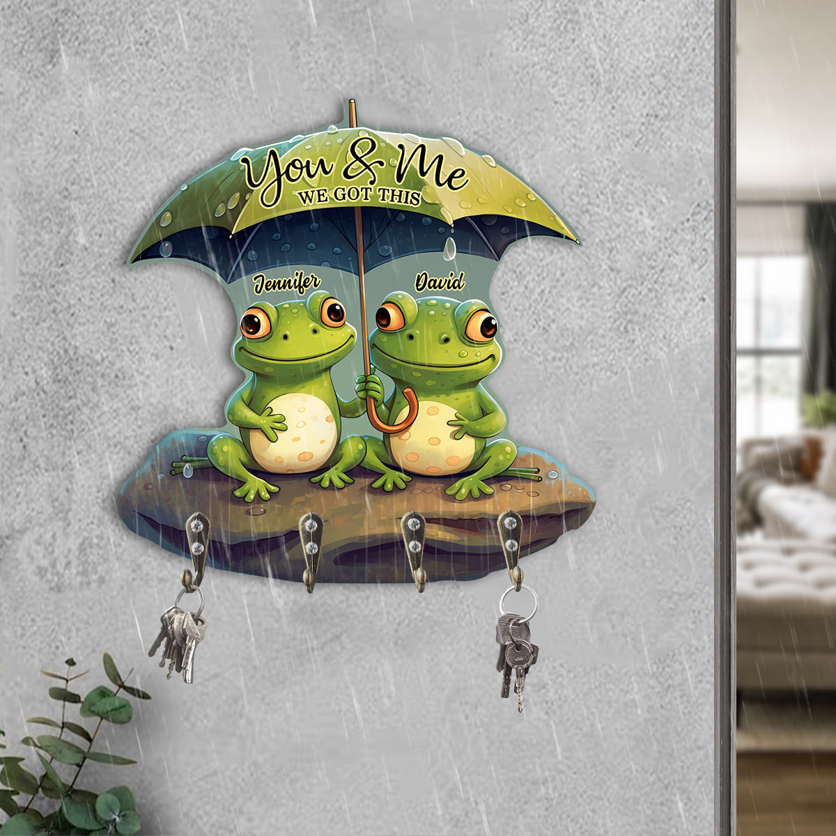 Porte-clés personnalisé en forme de grenouille « Toi et moi » pour couple de grenouilles