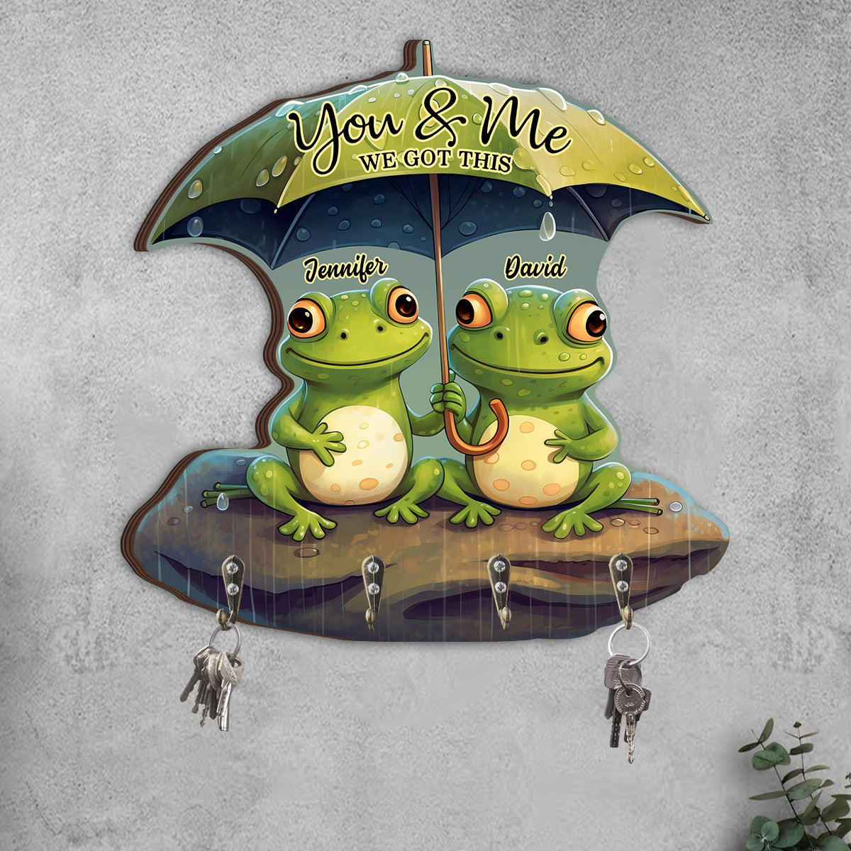 Porte-clés personnalisé en forme de grenouille « Toi et moi » pour couple de grenouilles