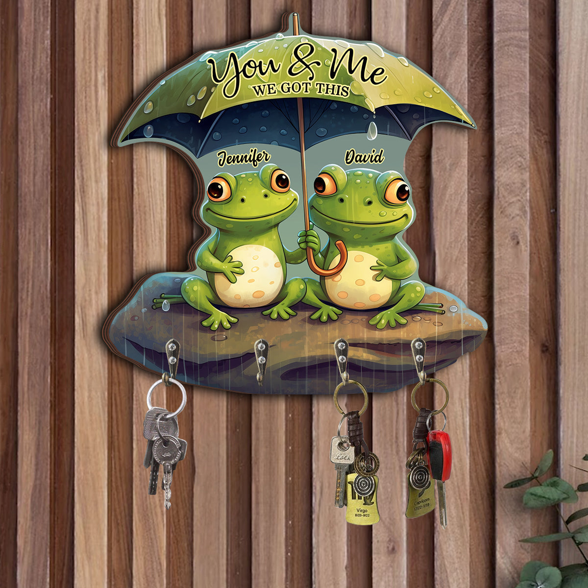 Porte-clés personnalisé en forme de grenouille « Toi et moi » pour couple de grenouilles