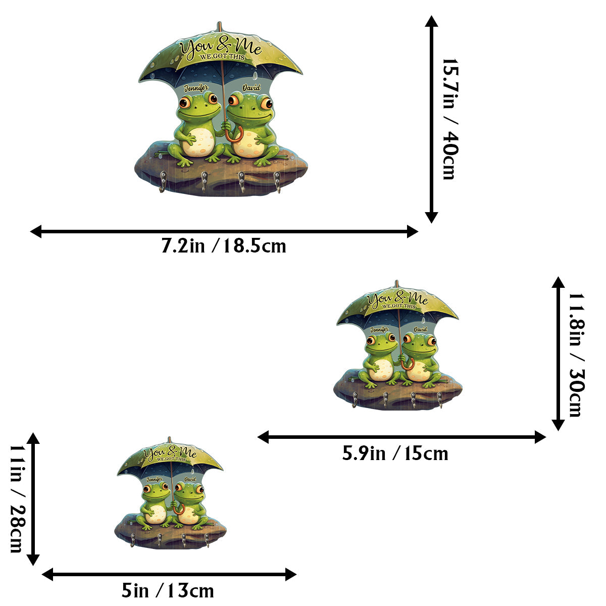Porte-clés personnalisé en forme de grenouille « Toi et moi » pour couple de grenouilles