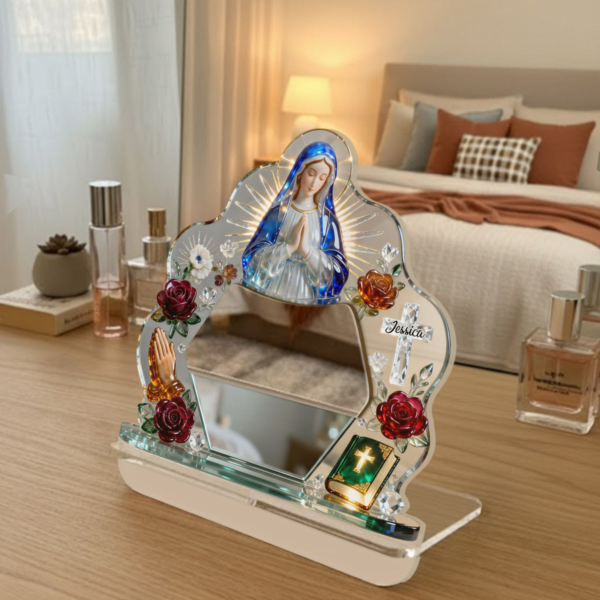 Sacred Heart - Personalized Christian Desk Mirror