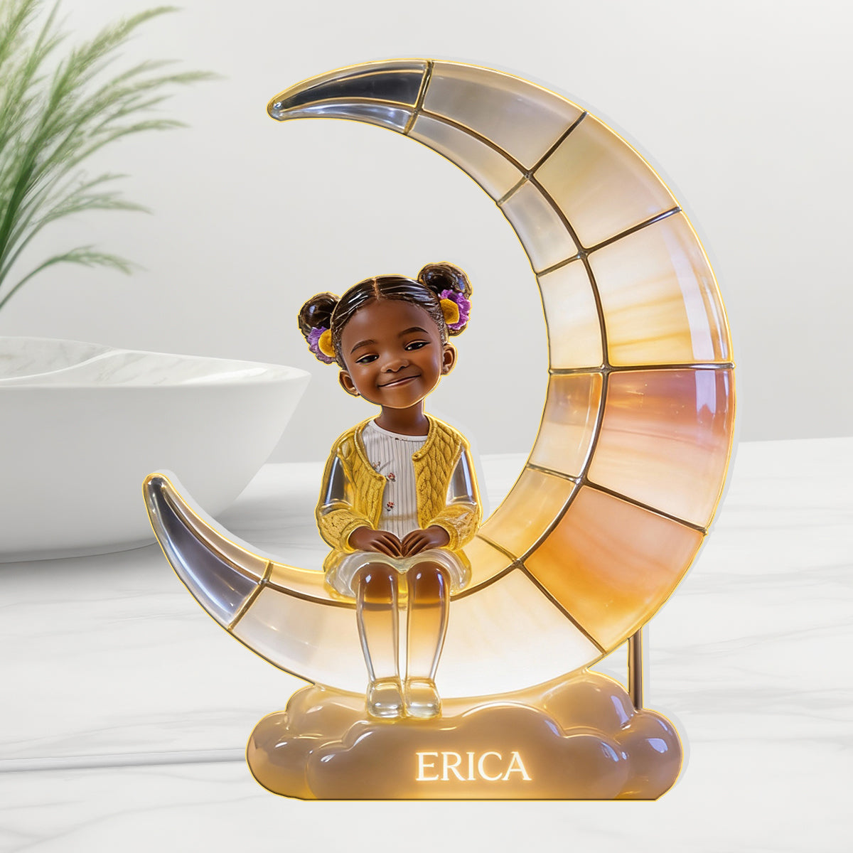 Crescent Moon Lamp - Personalized Kid Acrylic LED Night Light