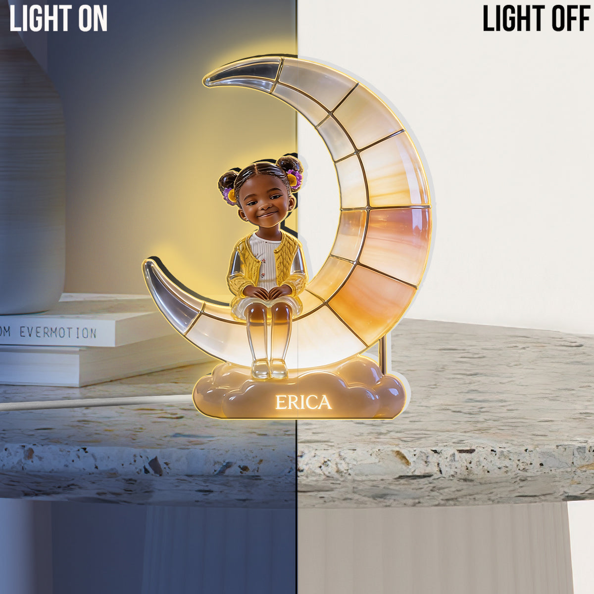 Crescent Moon Lamp - Personalized Kid Acrylic LED Night Light