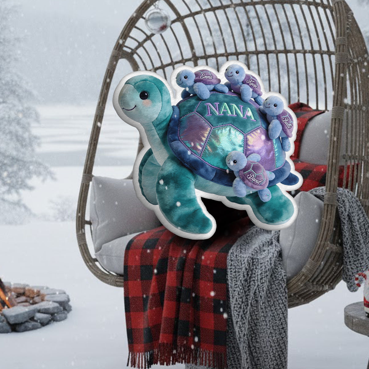 Nana Turtle Gift For Mom Grandma - Personalized Grandma Faux Fur Shaped Pillow