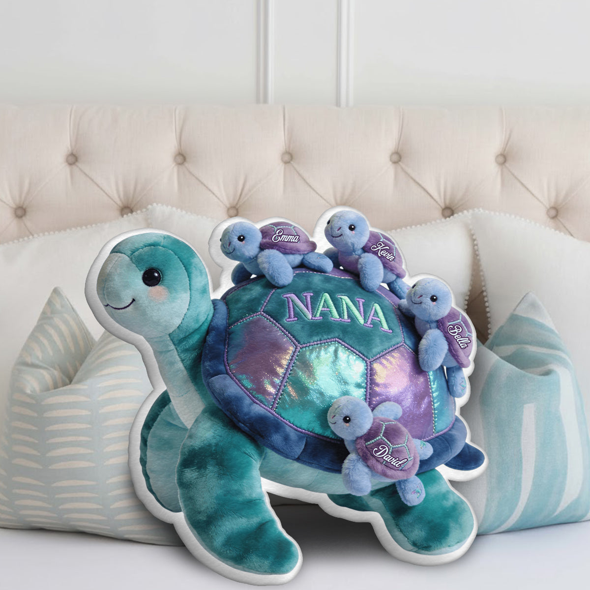 Nana Turtle Gift For Mom Grandma - Personalized Grandma Faux Fur Shaped Pillow