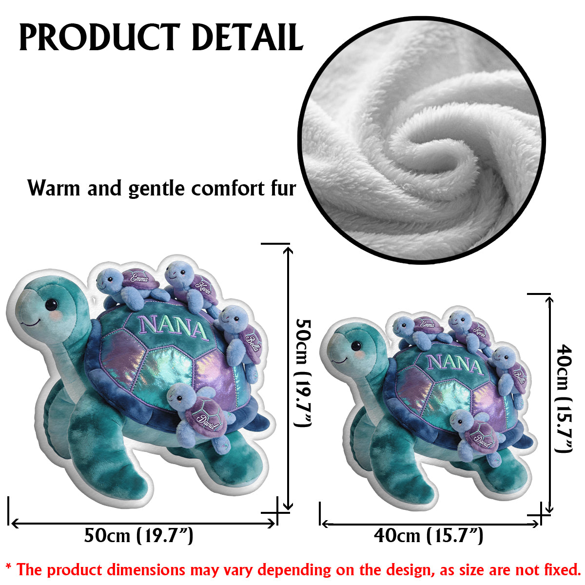 Nana Turtle Gift For Mom Grandma - Personalized Grandma Faux Fur Shaped Pillow