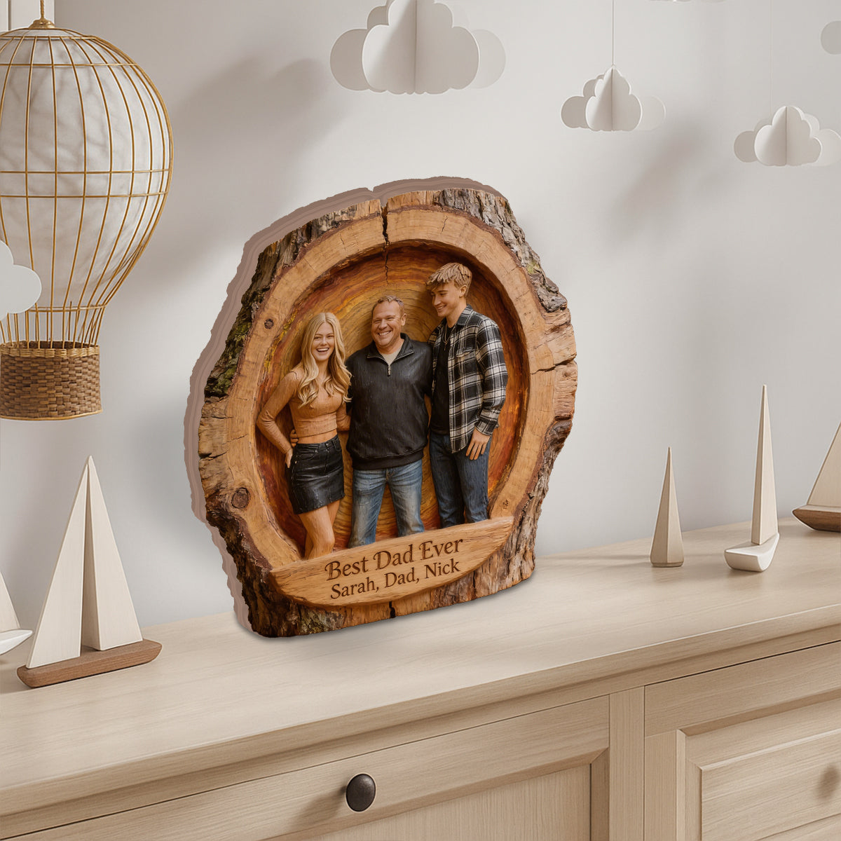 Any Photo - Personalized Father Custom Shaped Wood Plaque