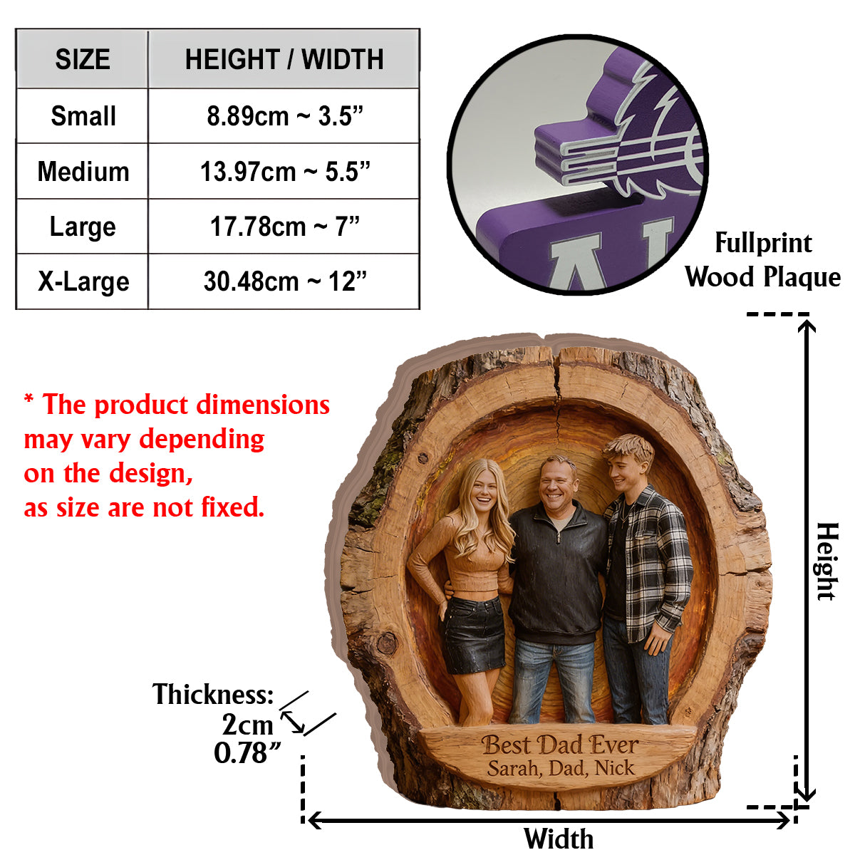 Any Photo - Personalized Father Custom Shaped Wood Plaque