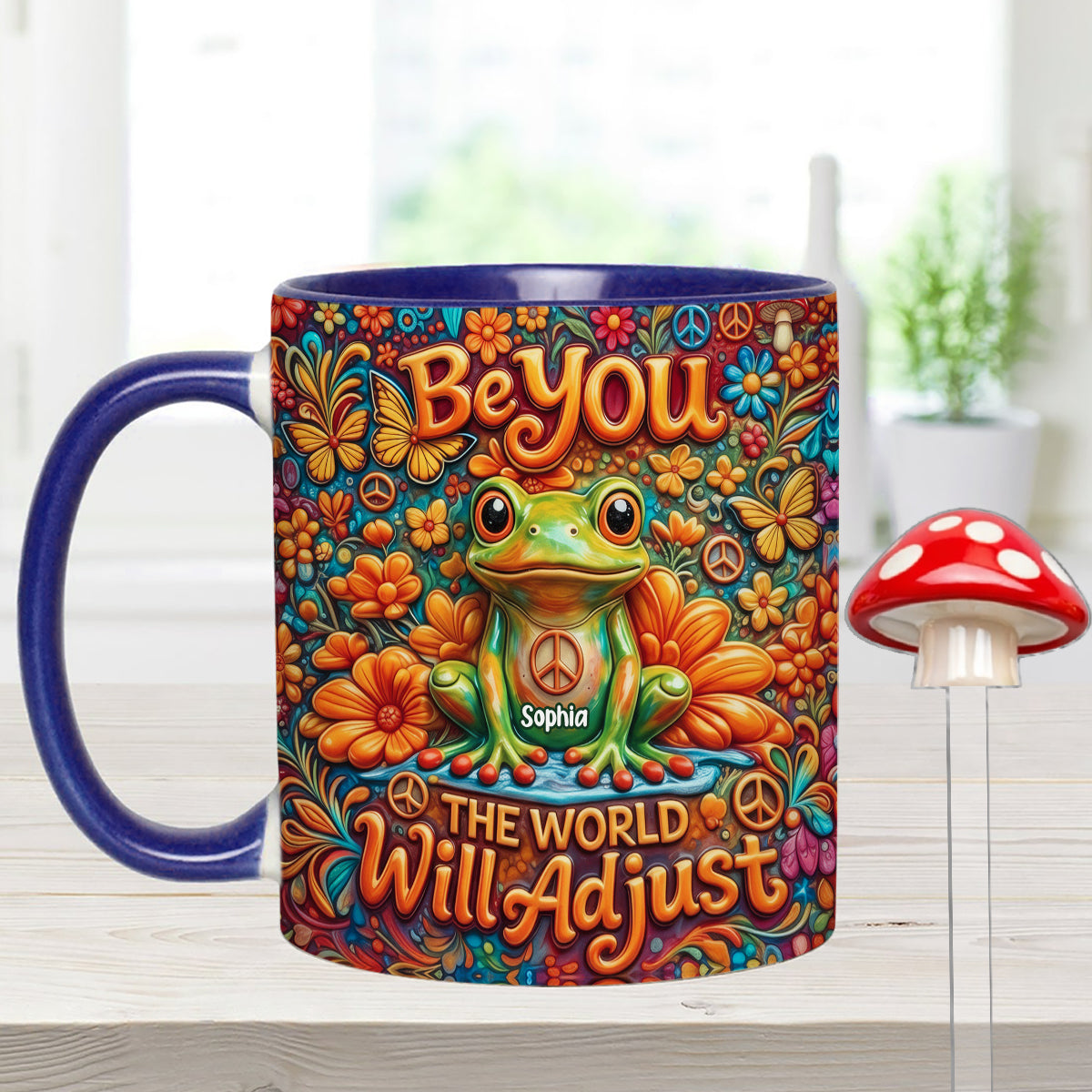 Be You The World Will Adjust, Hippie Style - Personalized Hippie Set Accent Mug with Acrylic Stirrers