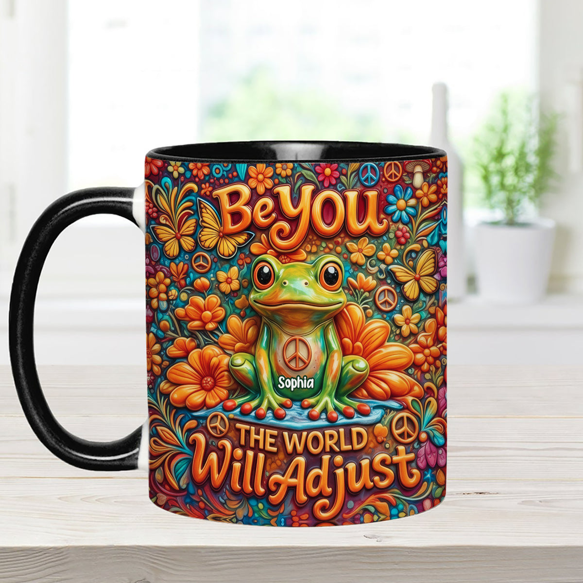 Be You The World Will Adjust, Hippie Style - Personalized Hippie Set Accent Mug with Acrylic Stirrers