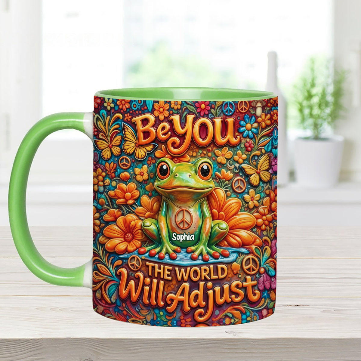 Be You The World Will Adjust, Hippie Style - Personalized Hippie Set Accent Mug with Acrylic Stirrers