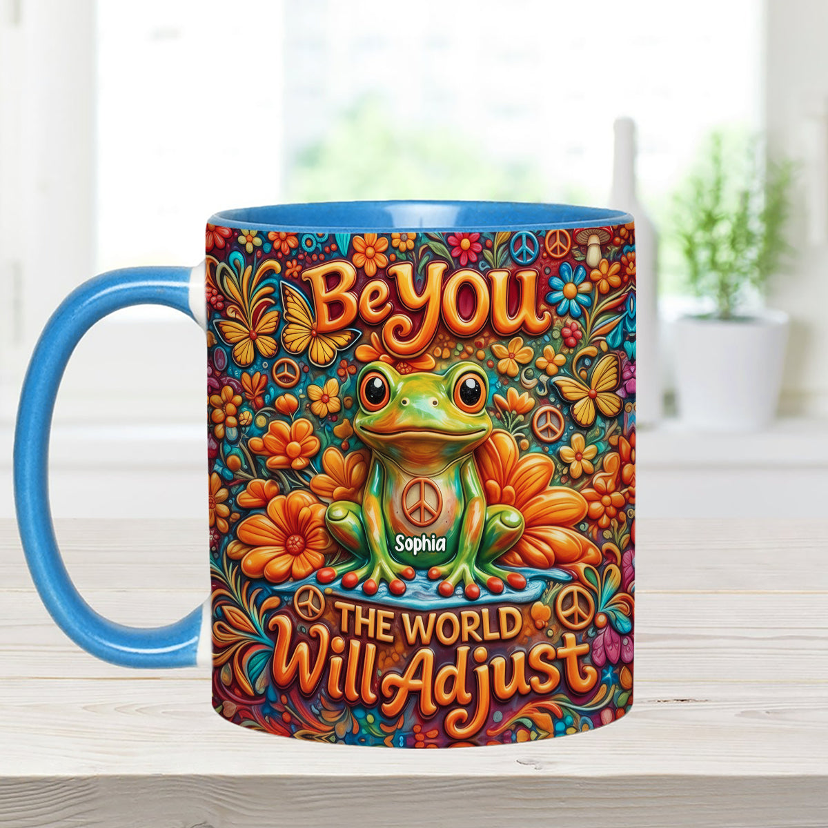 Be You The World Will Adjust, Hippie Style - Personalized Hippie Set Accent Mug with Acrylic Stirrers