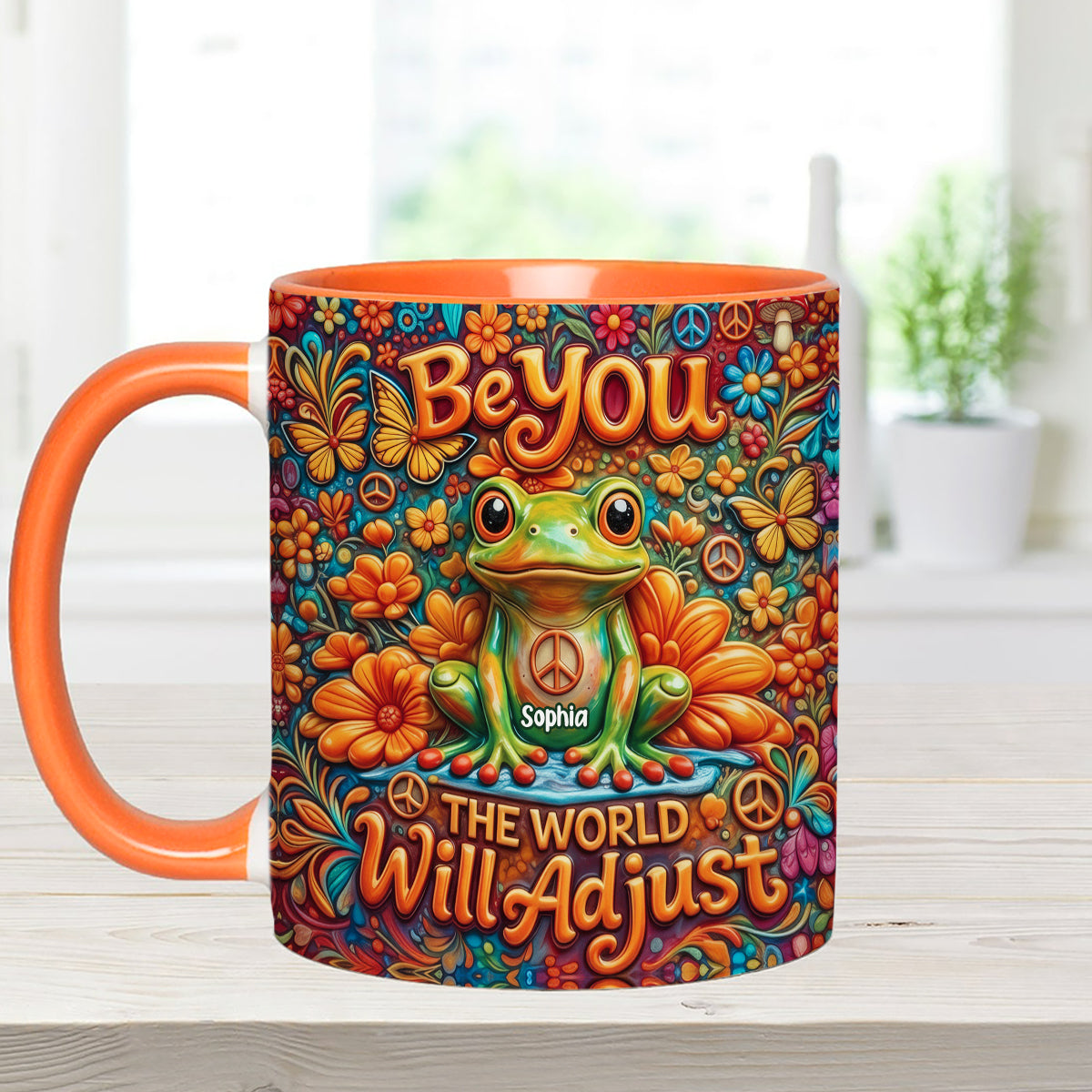 Be You The World Will Adjust, Hippie Style - Personalized Hippie Set Accent Mug with Acrylic Stirrers
