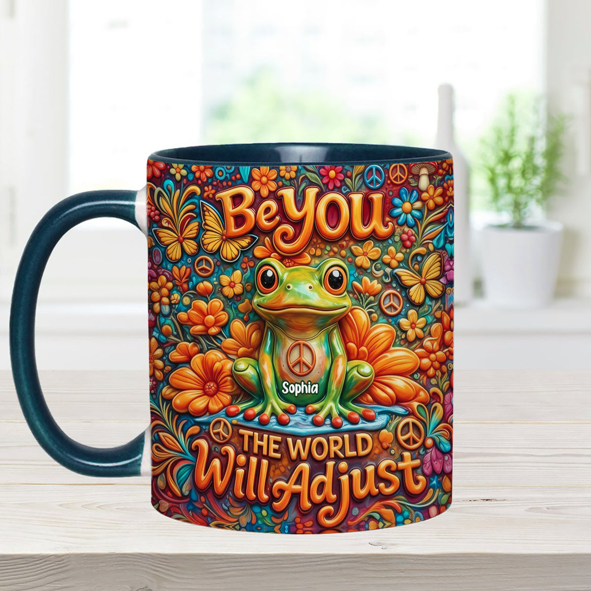 Be You The World Will Adjust, Hippie Style - Personalized Hippie Set Accent Mug with Acrylic Stirrers