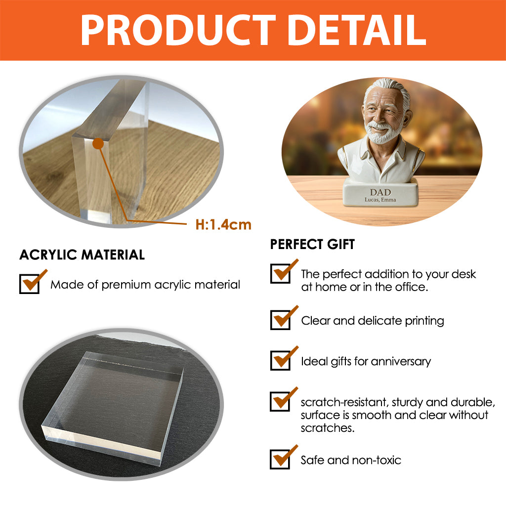 Papa Nana Father Mother Statue - Personalized Father Custom Shaped Acrylic Plaque