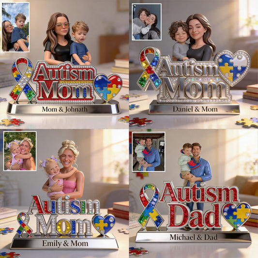 Proud Mom - Personalized Autism Awareness Custom Shaped Acrylic Plaque