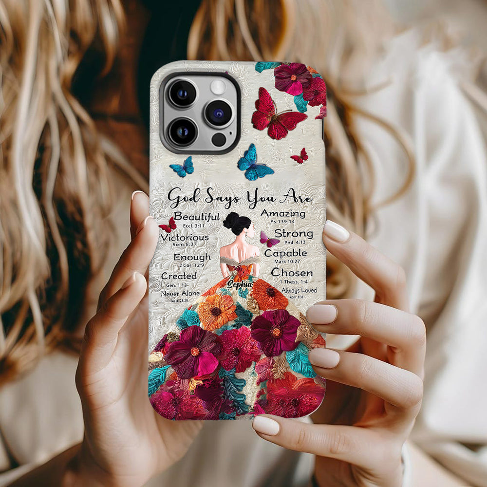 Dieu dit que tu es assez - Coque de téléphone personnalisée avec impression chrétienne intégrale