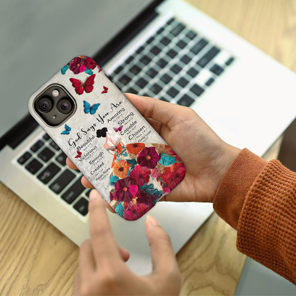 Dieu dit que tu es assez - Coque de téléphone personnalisée avec impression chrétienne intégrale