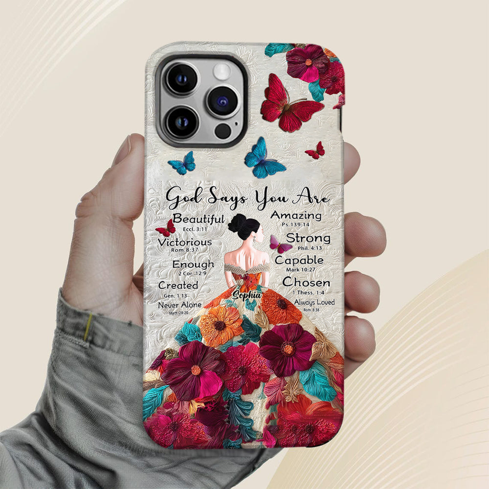 Dieu dit que tu es assez - Coque de téléphone personnalisée avec impression chrétienne intégrale