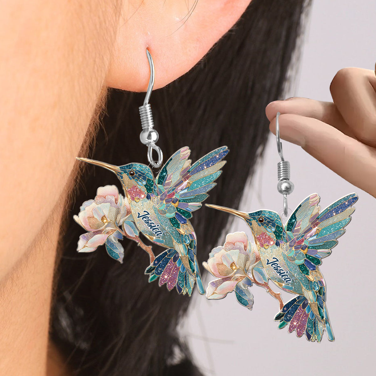 Love Hummingbird - Personalized Hummingbird Earrings