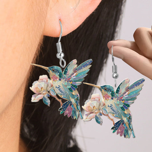 Boucles d'oreilles colibri personnalisées « Love Hummingbird »
