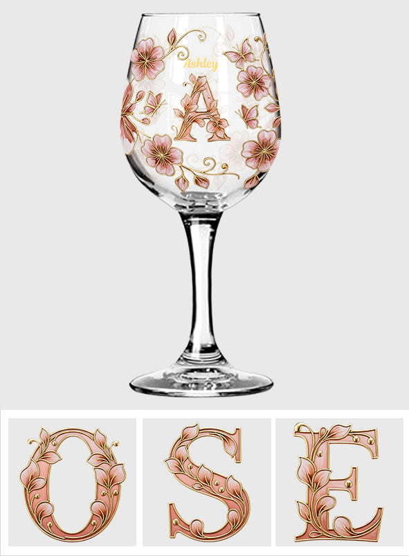 Verre à vin personnalisé avec initiale pour les amateurs de vin - Verre à vin à pied long