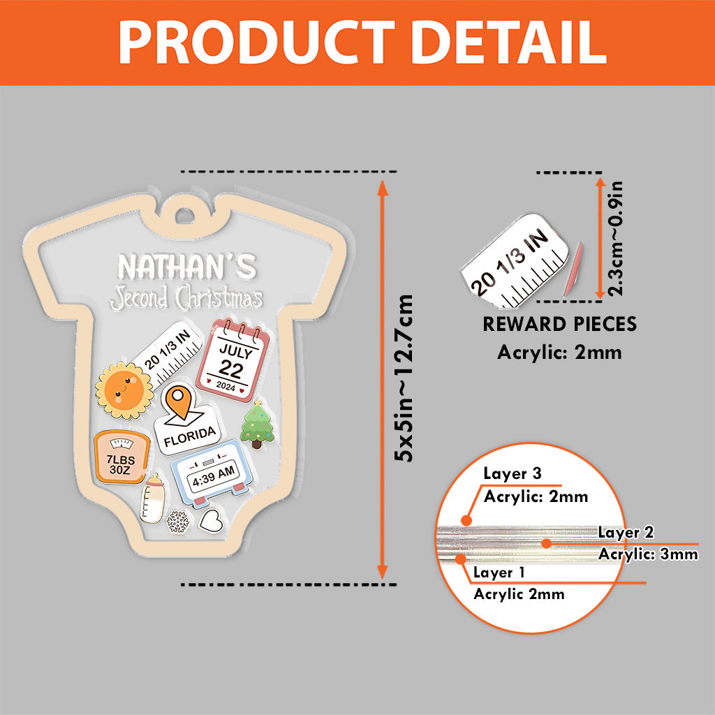 Body bébé - Ornement à secouer personnalisé pour nouveau-né à 3 couches