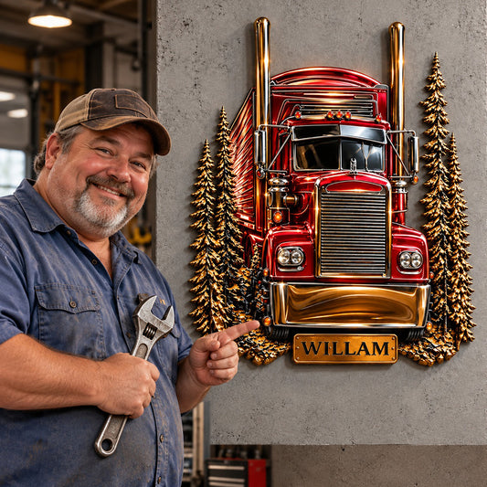 Truck Driver - Personalized Trucker 3D Printed Cut Metal Sign