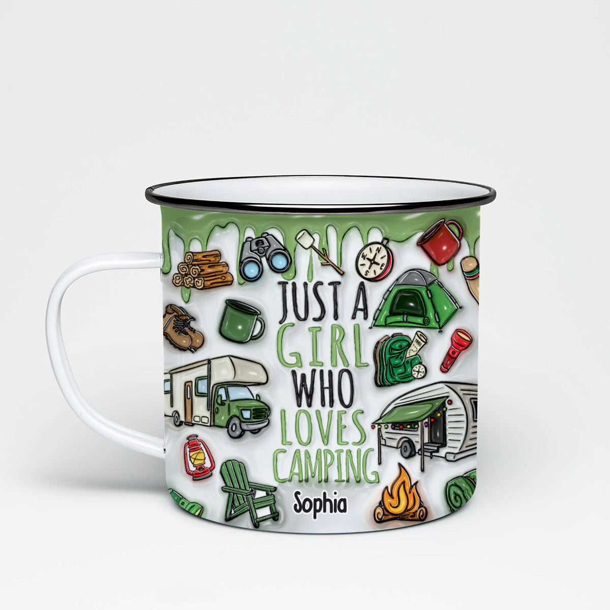 Just A Girl Who Loves Camping - Personalized Camping Enamel Mug