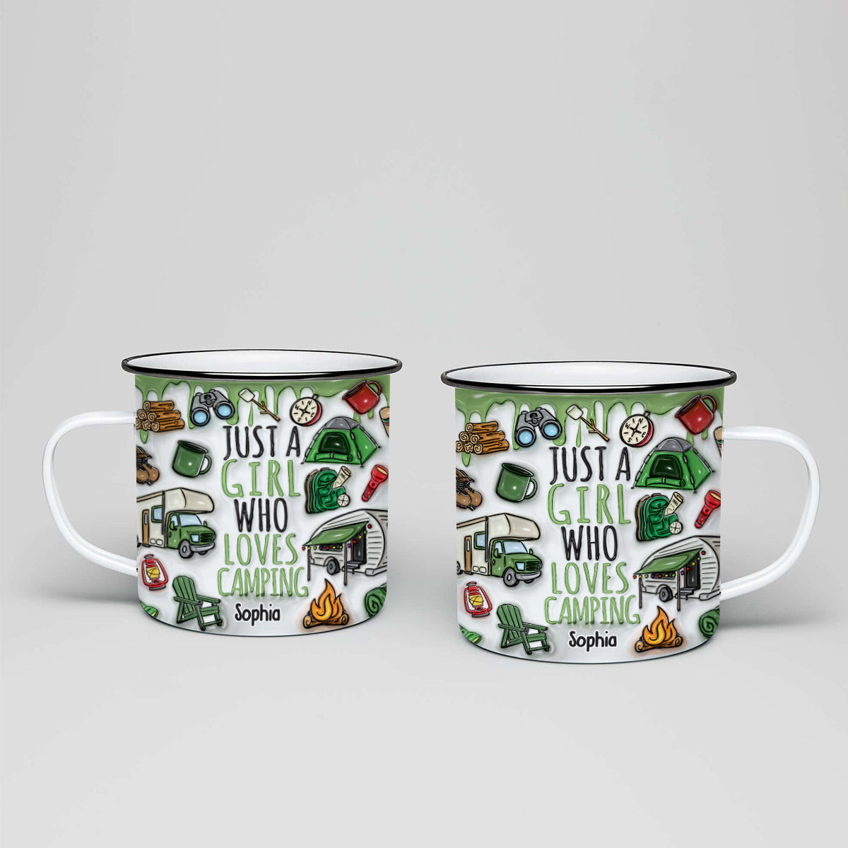 Just A Girl Who Loves Camping - Personalized Camping Enamel Mug