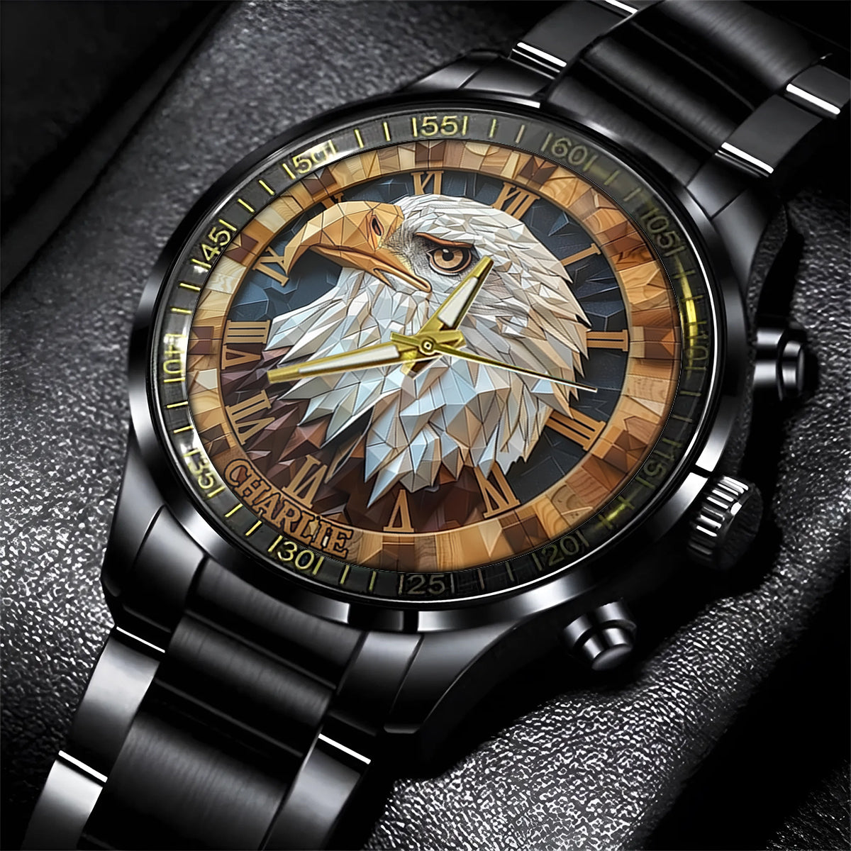 Aigle géométrique - Montre-bracelet personnalisée Aigle à tête blanche