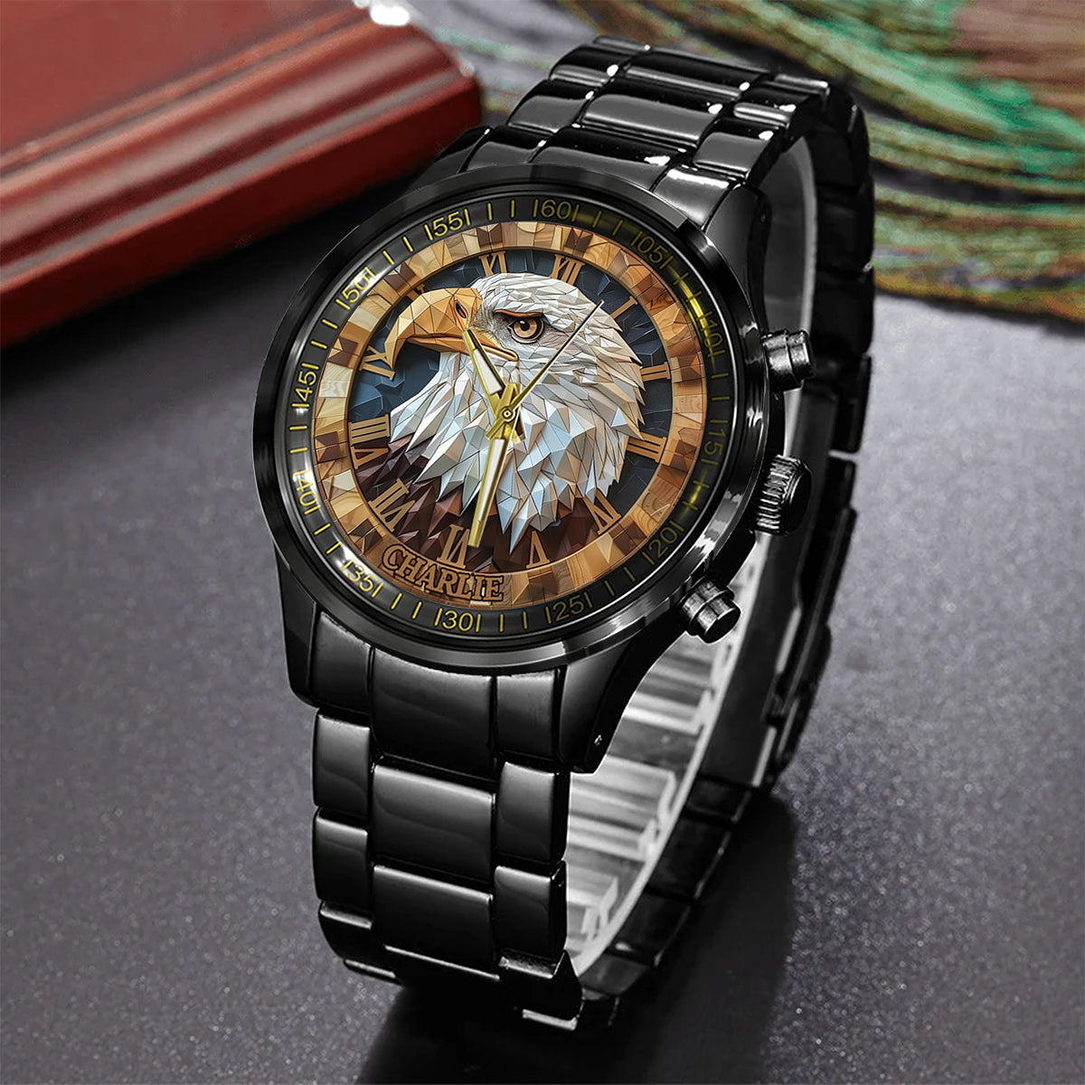 Aigle géométrique - Montre-bracelet personnalisée Aigle à tête blanche