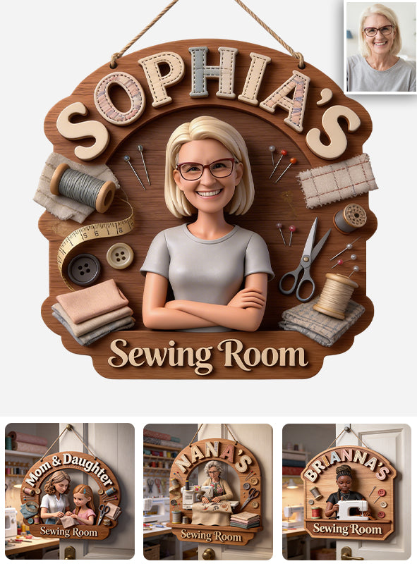 Sewing Room - Personalized Sewing Custom Shaped Wood Sign
