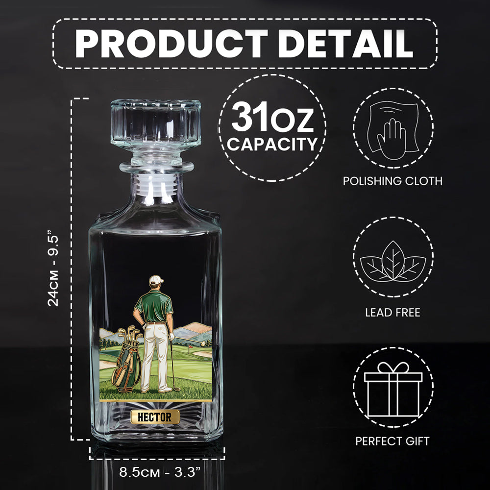 Ensemble carafe à whisky personnalisée sur le thème du golf et du plaisir de boire