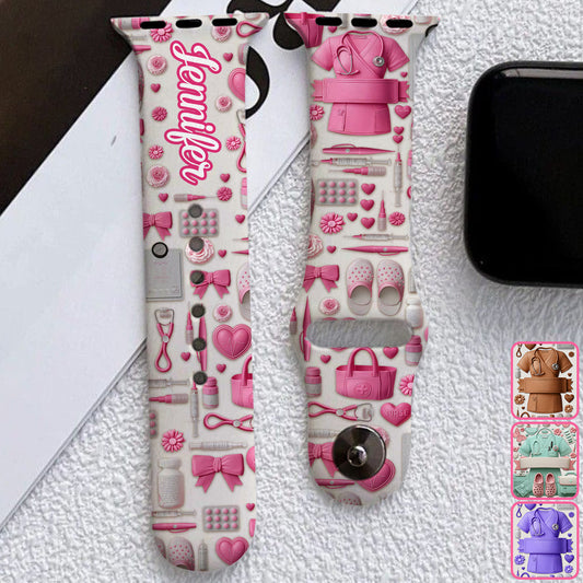 Nursing Is A Work Of Heart - Personalized Nurse Apple Watch Band