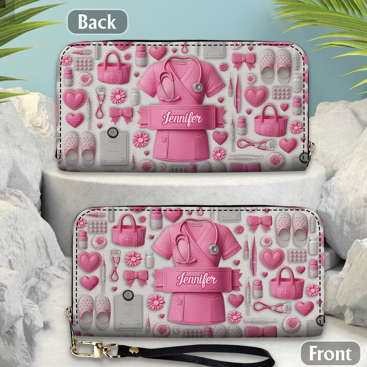 Nursing Is A Work Of Heart - Personalized Nurse Leather Long Wallet