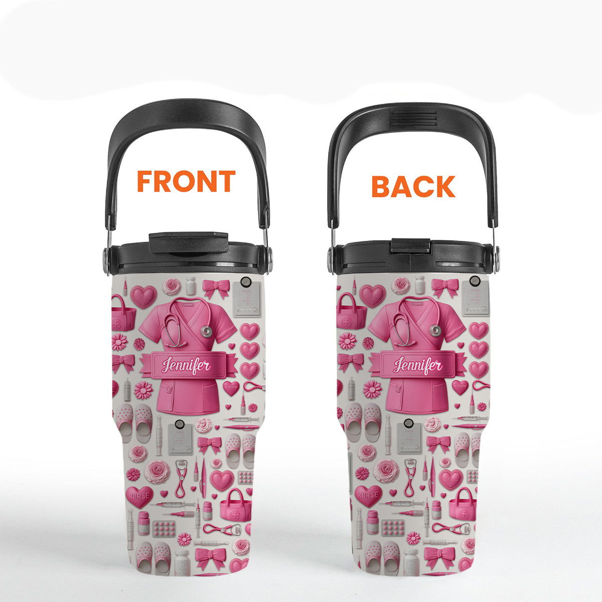 Le métier d'infirmière est un travail de cœur - Gobelet isotherme personnalisé avec poignée