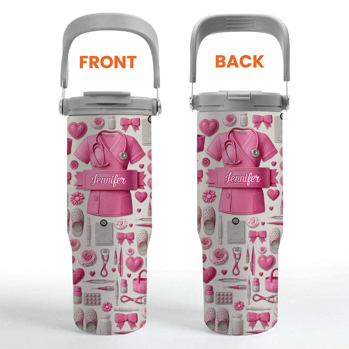 Le métier d'infirmière est un travail de cœur - Gobelet isotherme personnalisé avec poignée