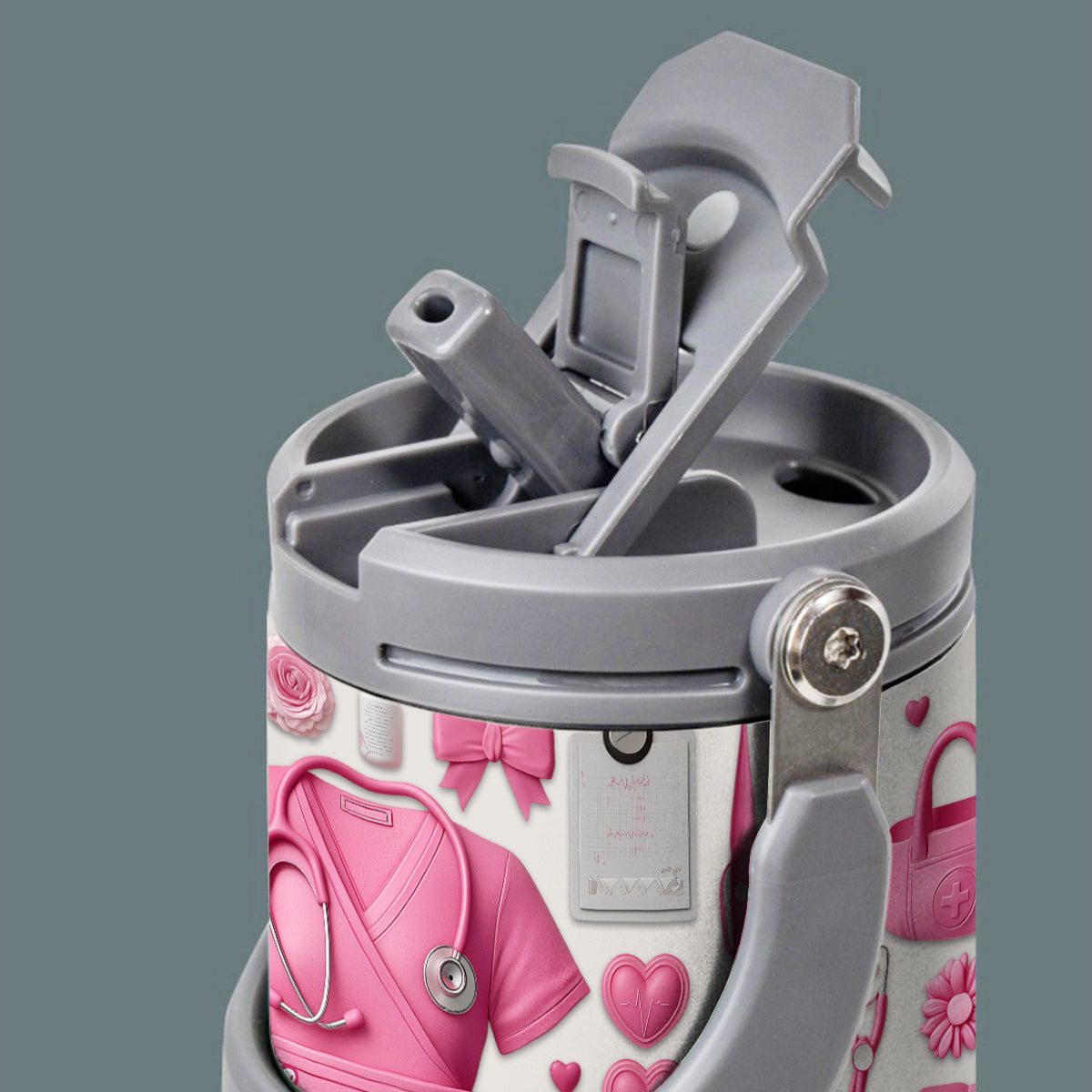 Le métier d'infirmière est un travail de cœur - Gobelet isotherme personnalisé avec poignée